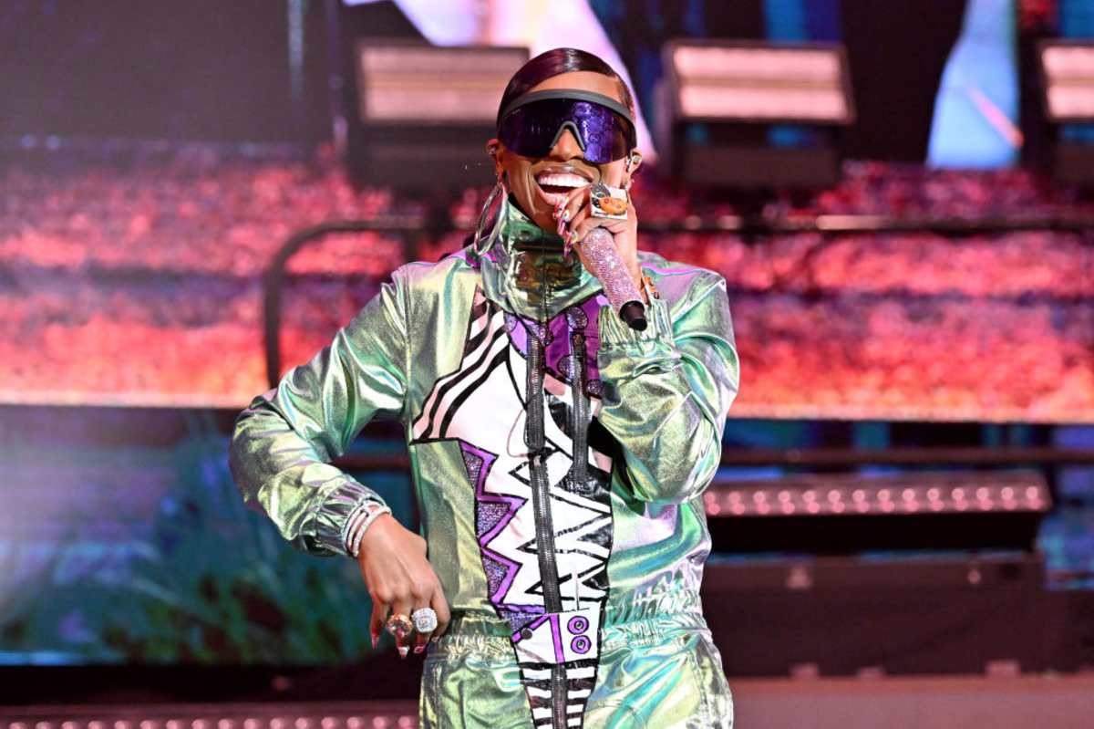 Image Source: Missy Elliott performs onstage at State Farm Arena on May 12, 2023 in Atlanta, Georgia. (Photo by Paras Griffin/Getty Images for Strength Of A Woman Festival & Summit)