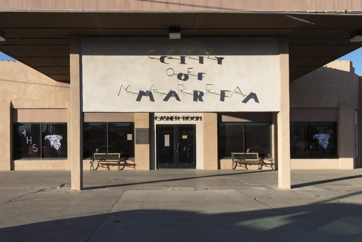 Image Source: City hall in Marfa, a surprising city in Presidio County, Texas (Photo by Carol M. Highsmith/Buyenlarge/Getty Images)