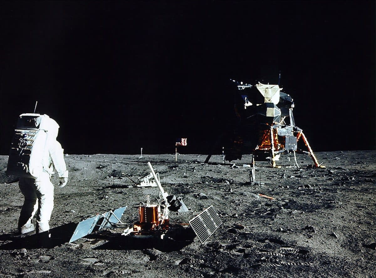 Image Source: Astronaut Edwin E. Aldrin Jr., Lunar Module Pilot, stands near a scientific experiment on the lunar surface. Man's first landing on the Moon occurred July 20, 1969 as Lunar Module
