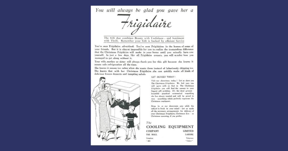 Representative Image Source: Advertisement for 'Frigidaire' fridges, 1936. (Photo by The Print Collector/Getty Images)