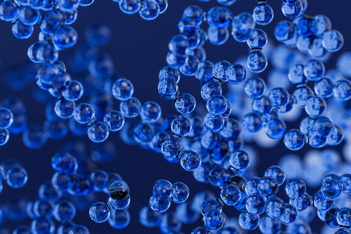 Representative Image Source: Small glass spheres connected together to various shapes. Magnified nanoparticles. Blue color theme. (Getty Images)
