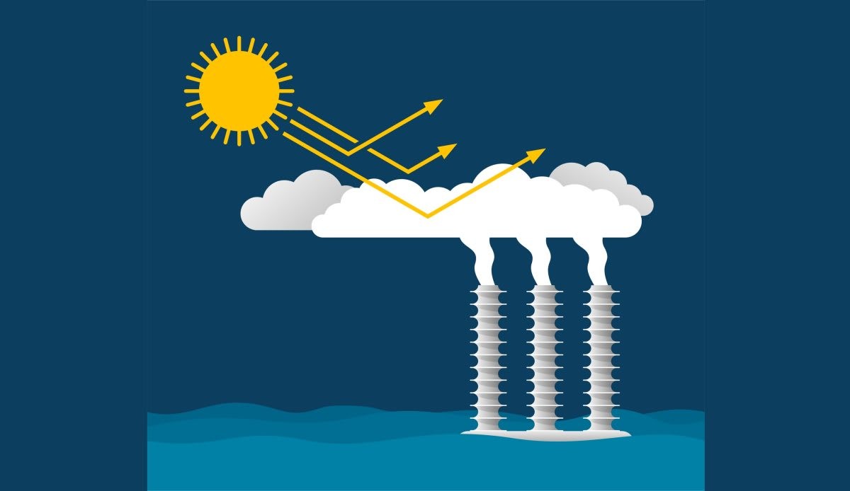 Representative Image Source: Solar geoengineering concept - increasing the reflectivity of marine clouds. Sea platform with aerosol. (Getty Images)
