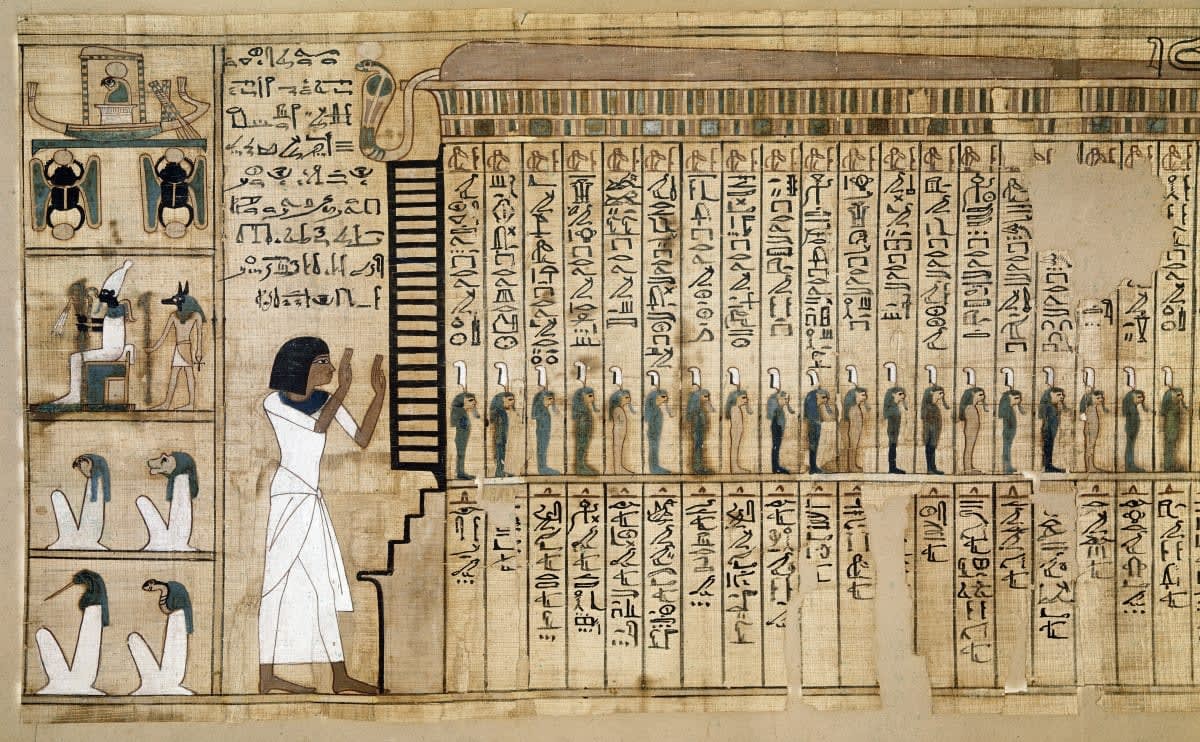 Image Source: Ancient Egypt: fragment of the Book of the Dead, Papyrus of Nebqed. Detail representing the arrival of the deceased in the Hereafter. (Photo by Leemage/Corbis via Getty Images)