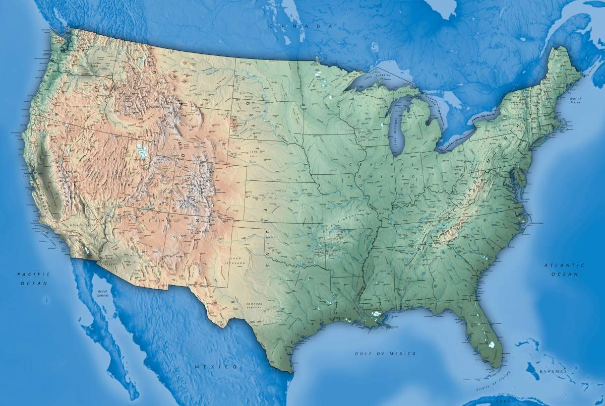 Representative Image Source: Physical USA Map with State boundaries and City Names (Photo by ziggymaj/Getty Images)
