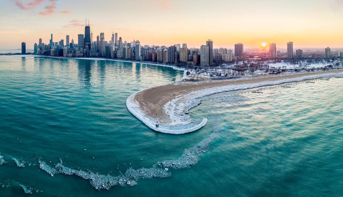 Representative Image Source: Aerial view of North Avenue Beach and Lake Michigan at Sunset, Chicago, Illinois, USA (Getty Images)