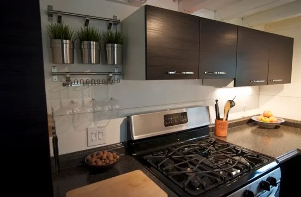 Oven and cabinets