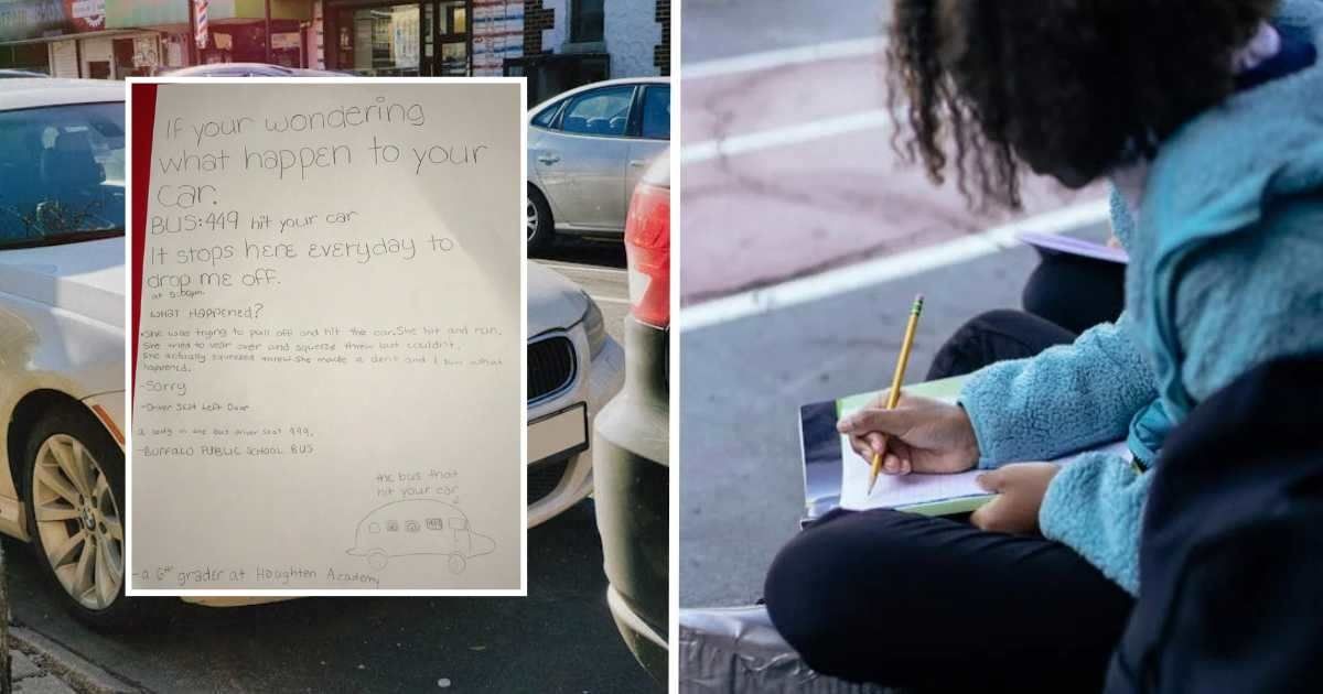 Man shares the handwritten note left by a 6th-grader who witnessed a ...