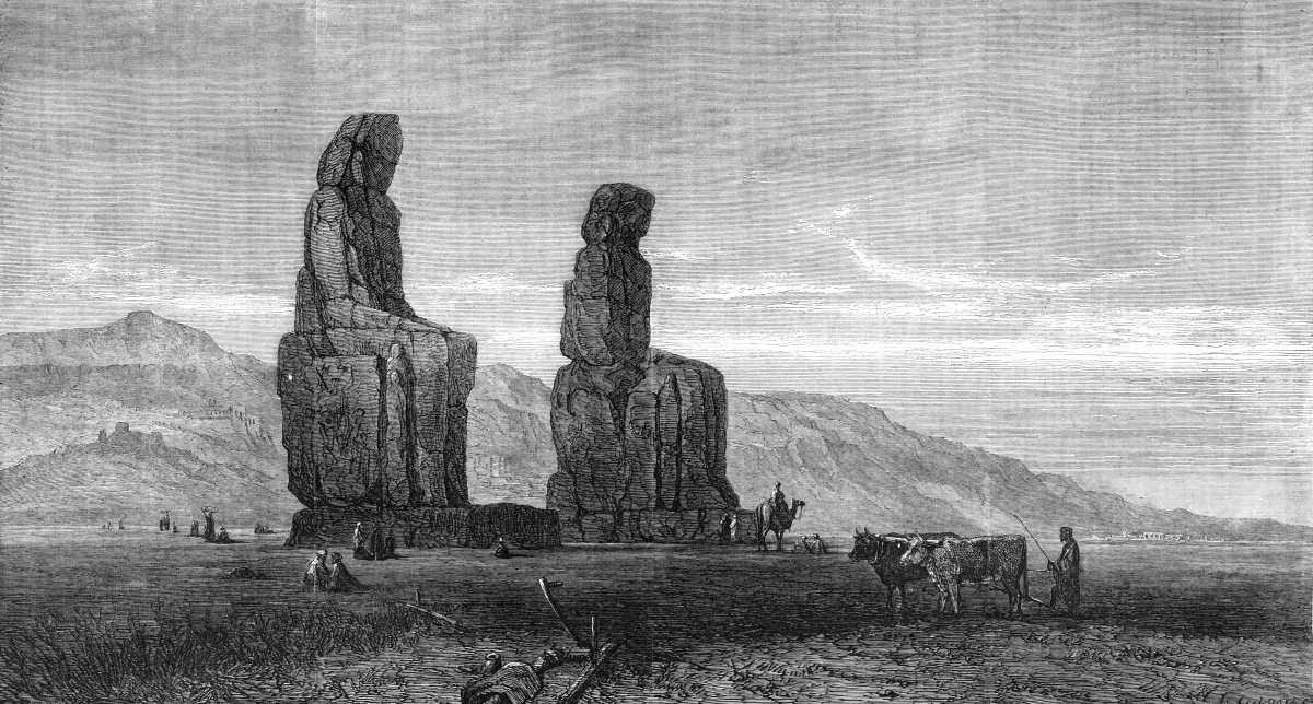 Representative Image Source: Two massive stone statues of Pharaoh Amenhotep III in front of ruined Mortuary Temple of Amenhotep III. Creator: Mason Jackson. (Photo by The Print Collector/Heritage Images via Getty Images)