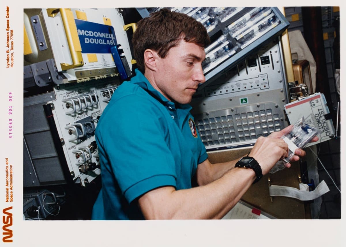 Image source: Image Source: Russian cosmonaut Sergei K Krikalev seals a set of biomedical samples in the Spacehab module before performing a Bioserve experiment during the mission STS-60. (Photo by Space Frontiers/Archive Photos/Hulton Archive/Getty Images)