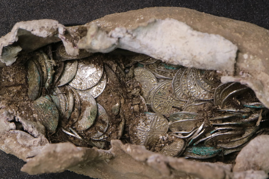 A bundle of ancient coins