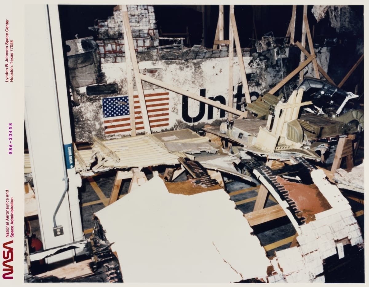 Image Source: Wreckage of the Space Shuttle Challenger (OV-099) displayed in the Logistics Facility of Kennedy Space Center in Houston, Texas, 9th April 1986. (Photo by Space Frontiers/Archive Photos/Hulton Archive/Getty Images)
