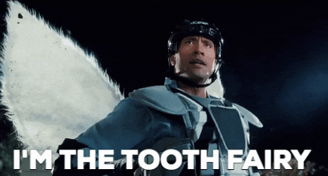 The Rock dressed as the tooth fairy 