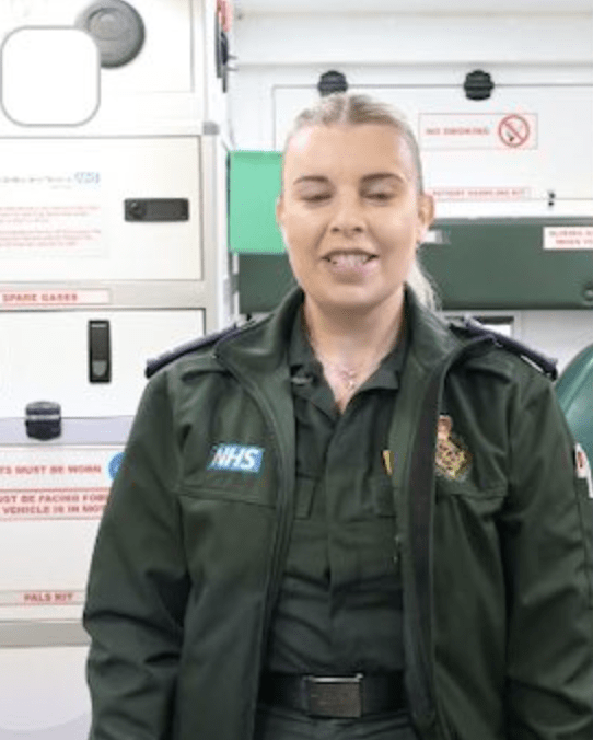 Katherine Murrell dressed in her paramedic uniform