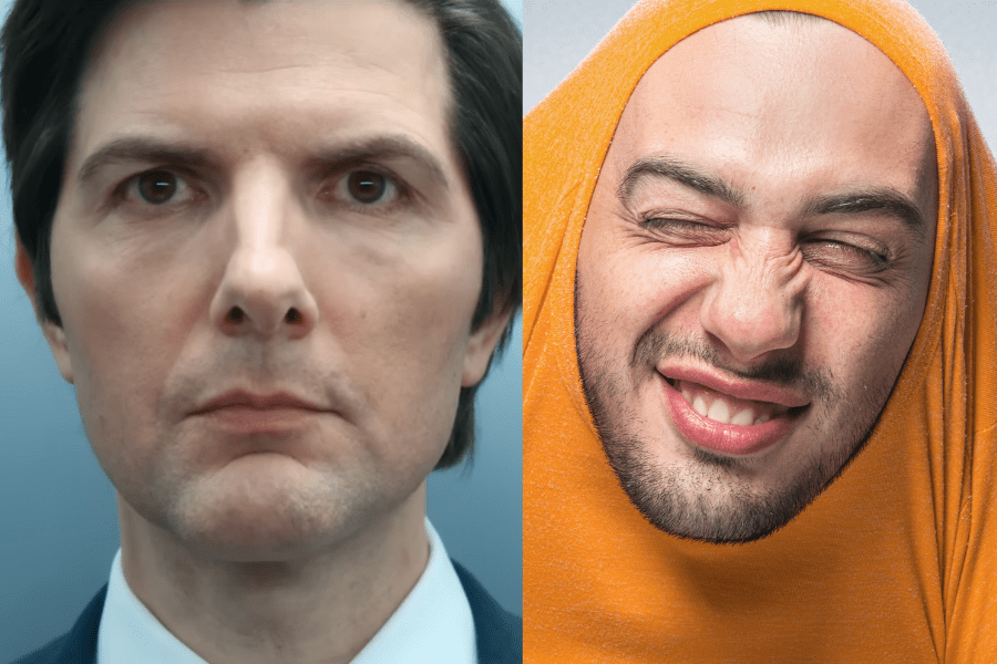 Adam Scott, 'Severance', actor, show, funny face, parody