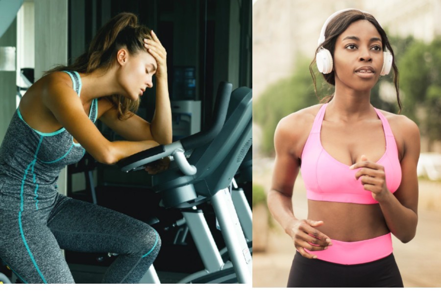 People, working out, exercise, fatigue, music