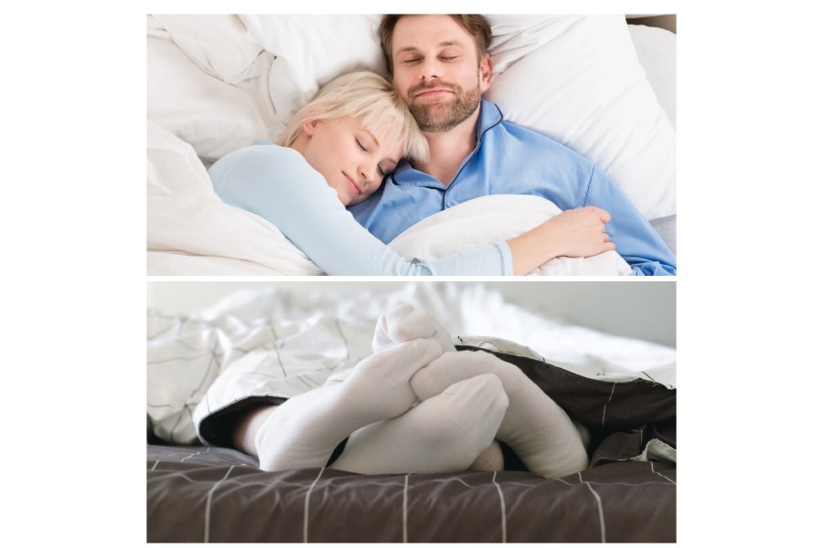 couple, sleeping, socks, rest, sleep, health, socks to bed
