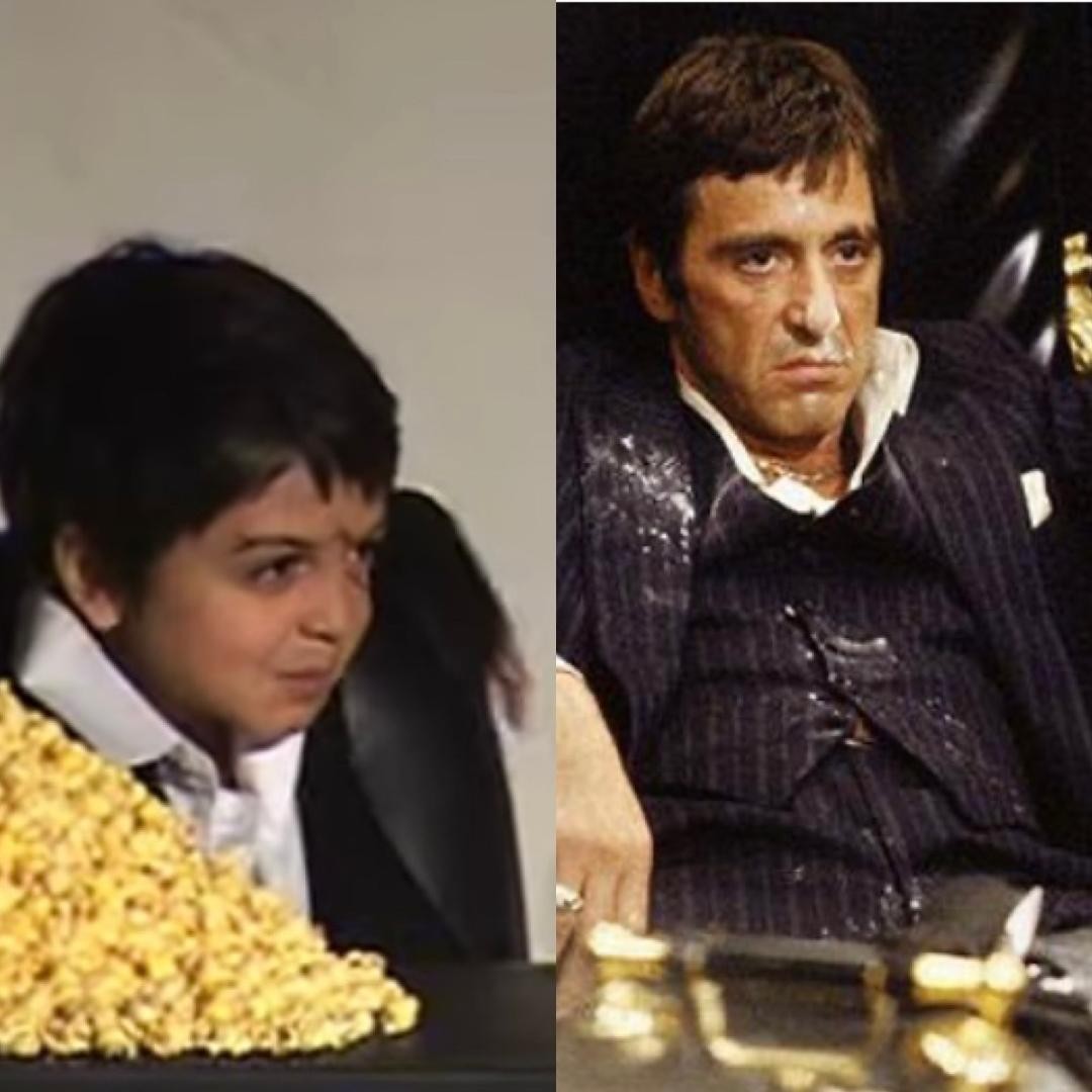 a child plays Al Pacino in Scarface; Al Pacino in Scarface