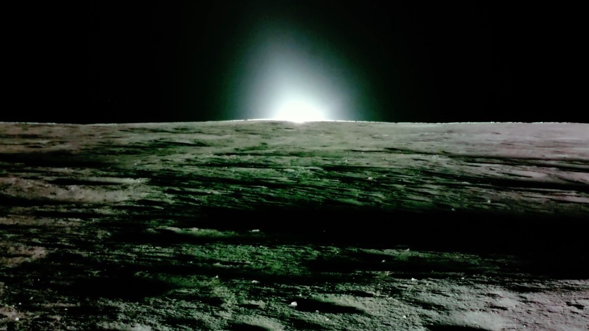 A photo of a sunset on from the Moon