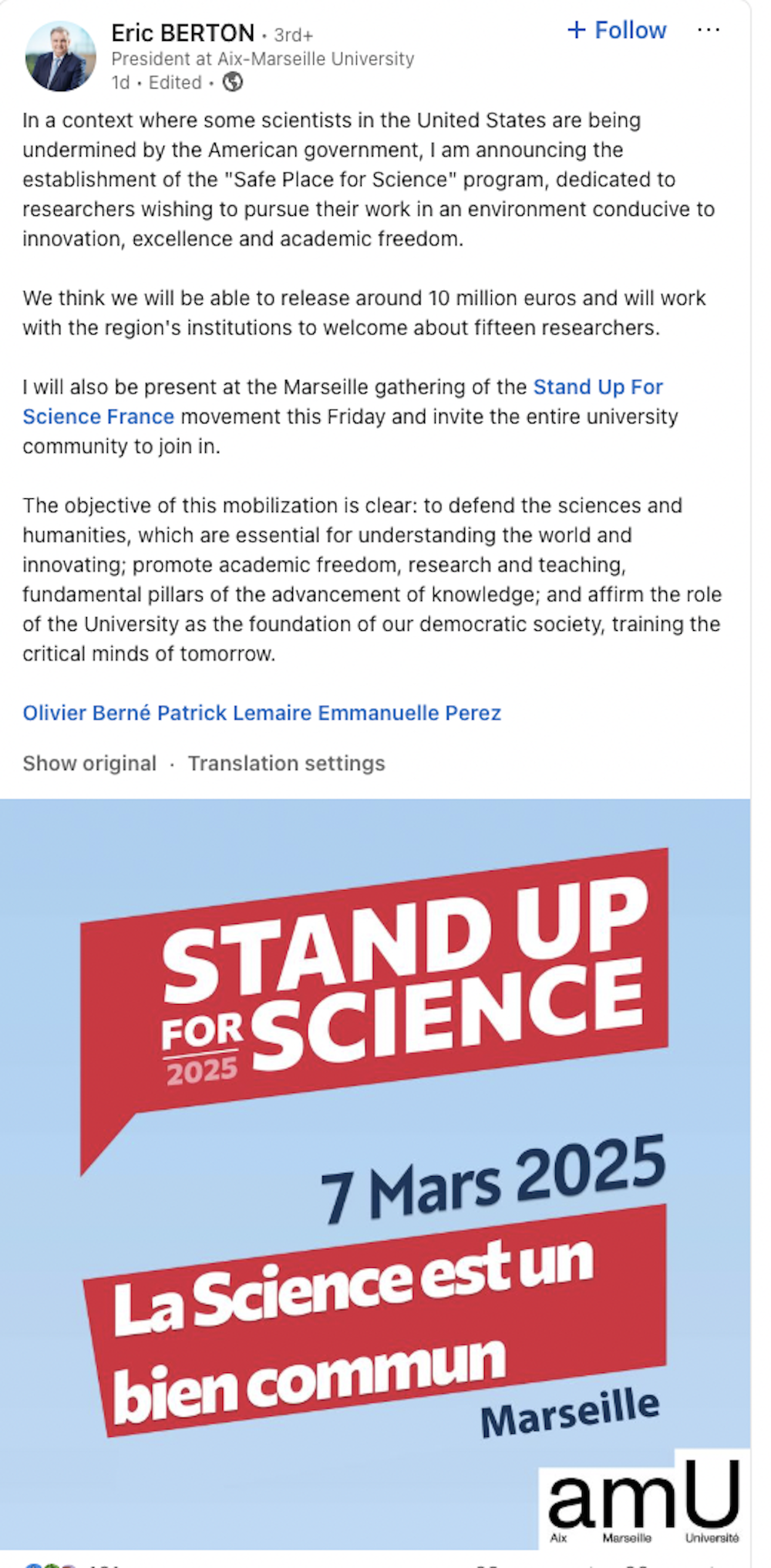 Eric Berton social media post