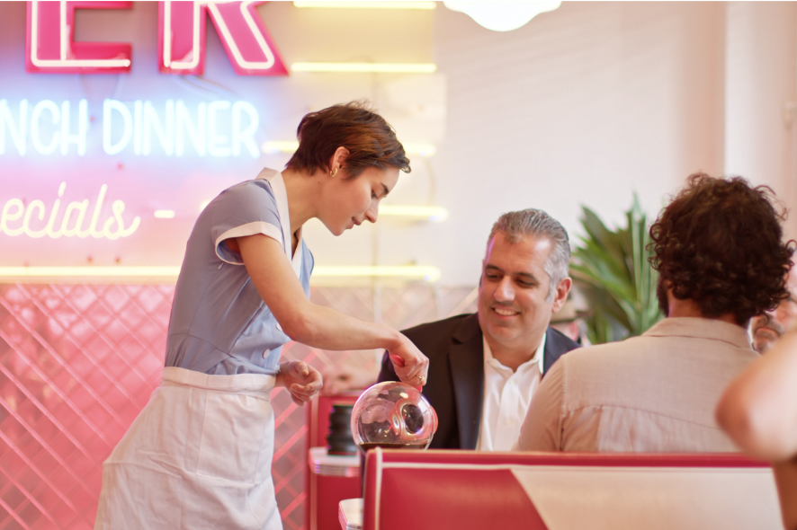 People eating at a diner
