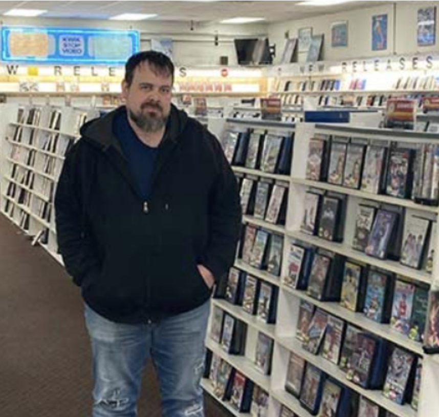 David Kraning at his now-closed video store.