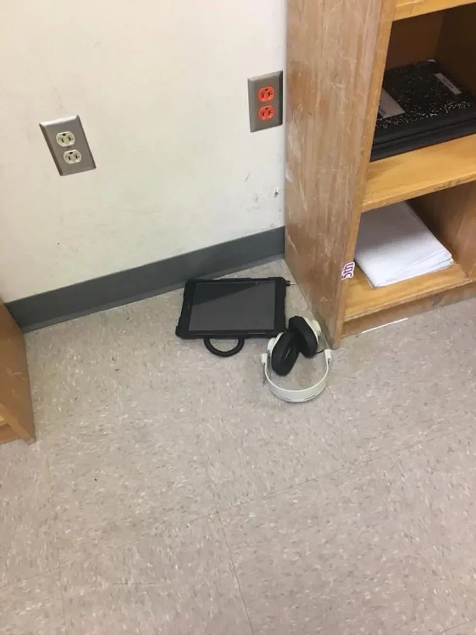 Leaving expensive educational tools on the floor.