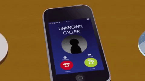 gif of a phone with an unknown caller on the screen