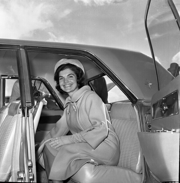 Jackie Kennedy in the back of a car
