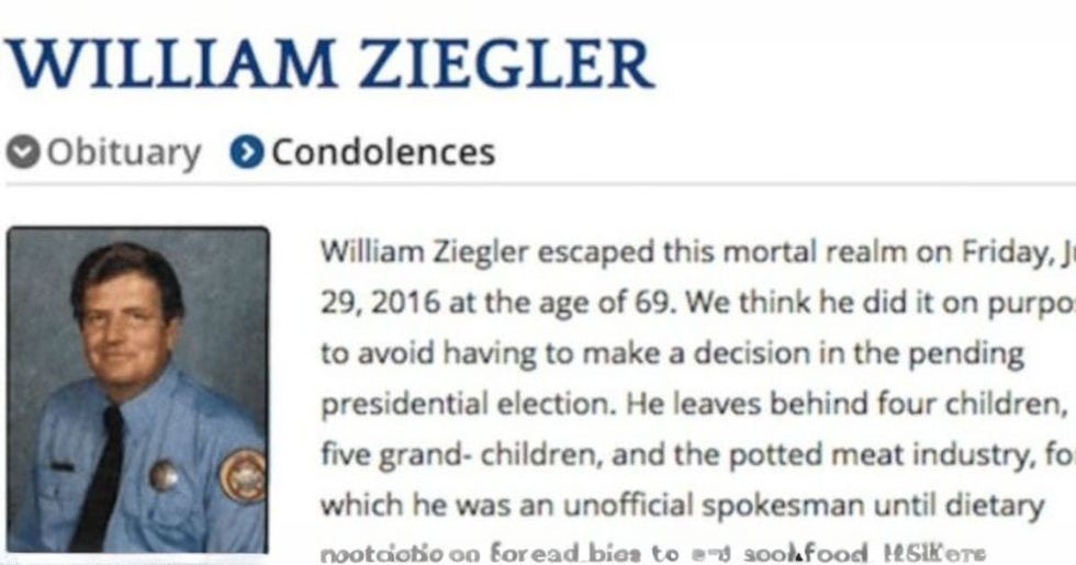 funny obituary, viral obituary, William Ziegler, firefighter obituary, New Orleans, obituary humor, legacy, Schaefer beer, touching tribute, obituary writing