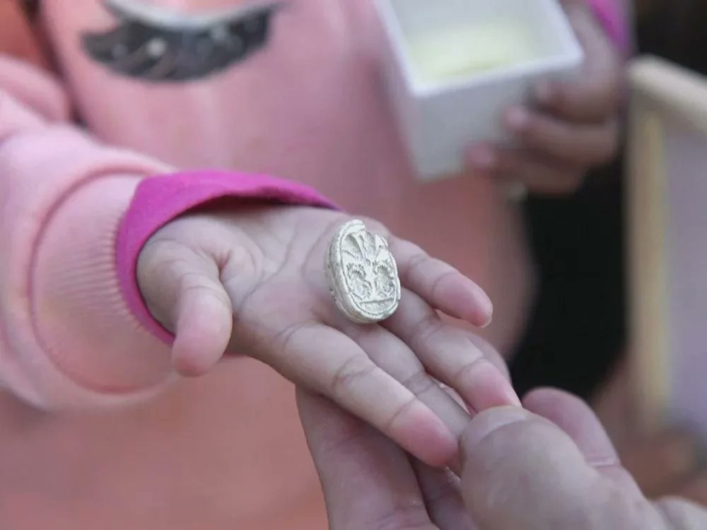 child, hand, amulet, discovery, scarab, Egypt, artifact