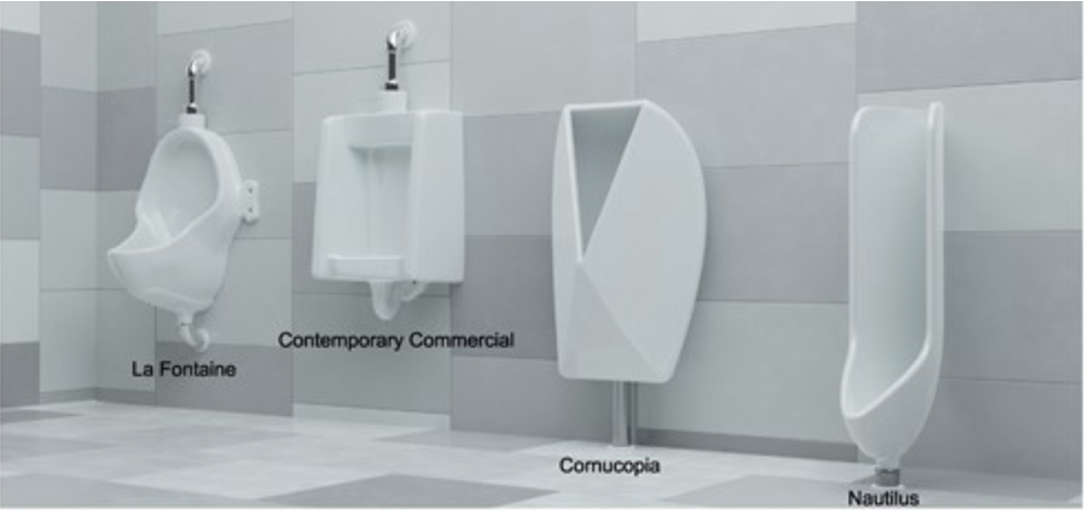 urinals, different urinals, urinal types, men's bathroom, hygiene