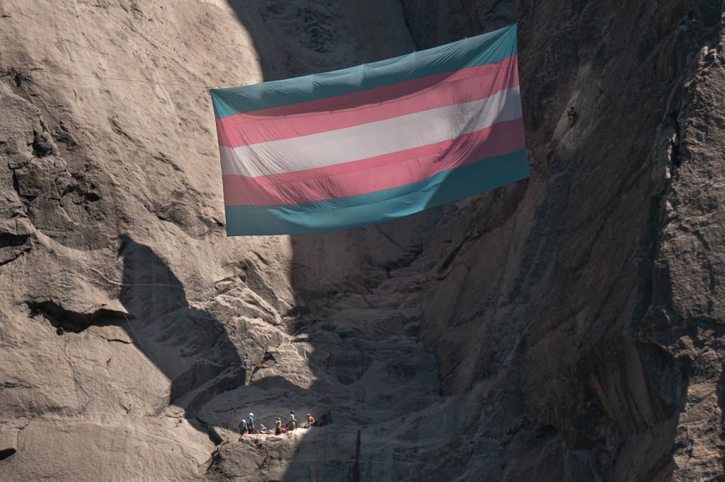 transgender, trans flag, drag, activism, environment, action, el capitan, yosemite