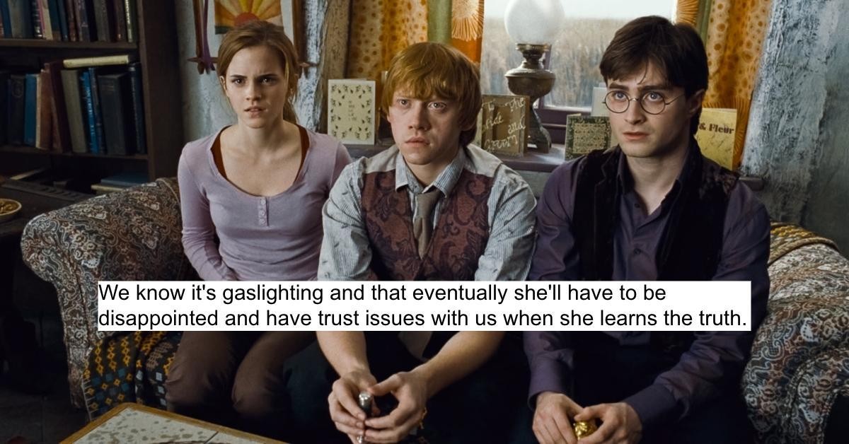 harry potter, parenting fail, gaslighting, child psychology, reddit parenting, viral tweet, imagination vs reality, trust issues, cult behavior, fantasy and fiction