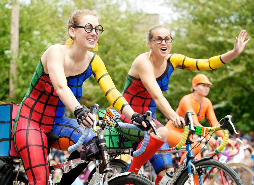 naked, bicycle, seattle, fremont solstice parade, art, expression