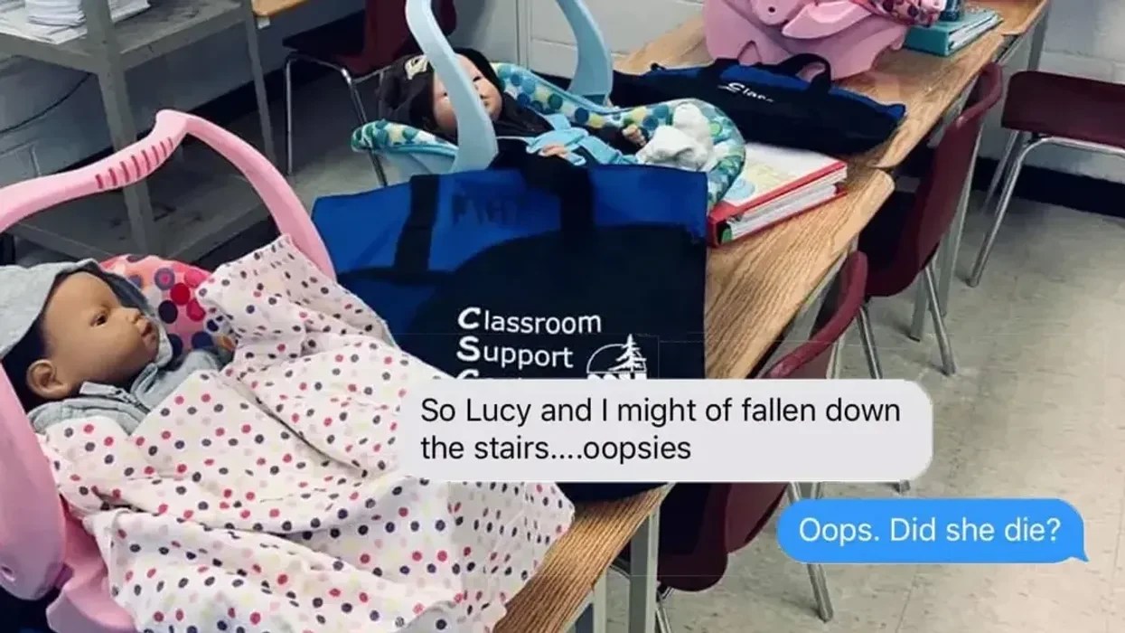 fake baby assignment, parenting class, high school project, viral student texts, chippewa secondary school, andrea lefebvre, real care baby, funny student stories, parenting simulation, teen parenting lesson