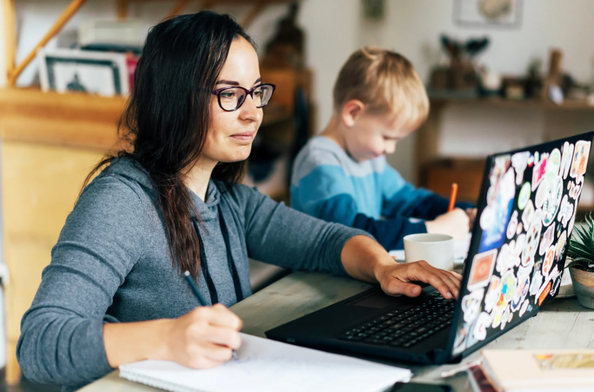 child care, work life balance, working from home, remote work benefits, home schooling