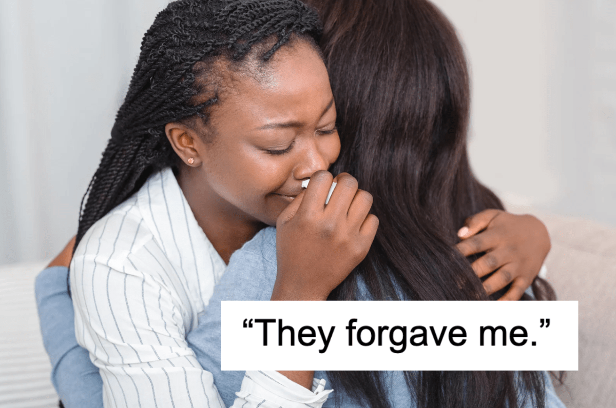 forgiveness, three-word stories, hug, reconciliation, love