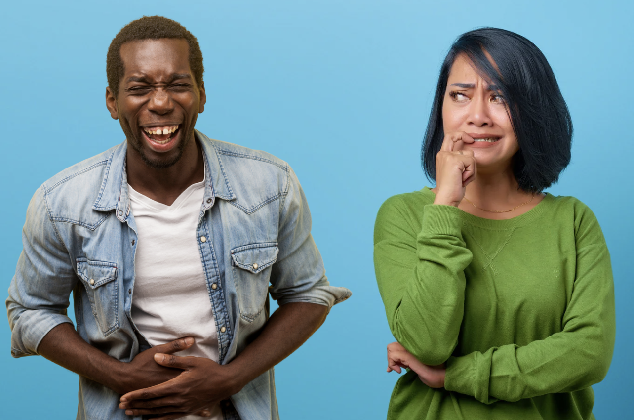 laughter, inappropriate behavior, psychology, trauma, therapy