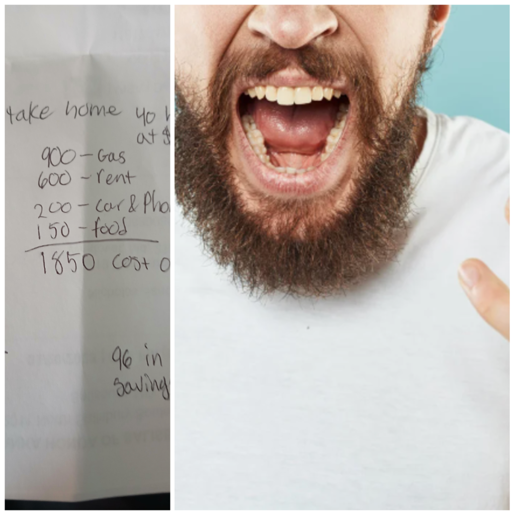 Man yelling next to budget