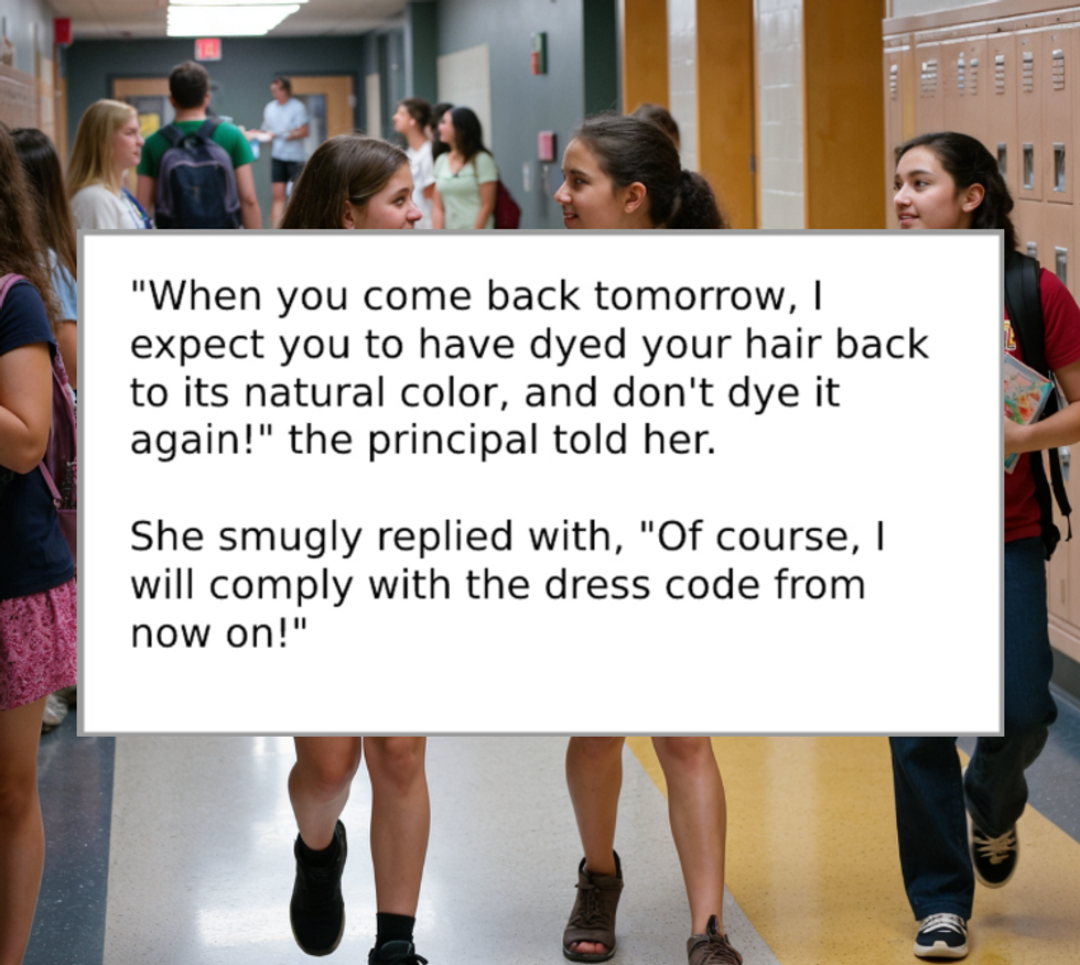 malicious compliance story, student dress code controversy, poliosis hair condition, school dress code backlash, student outsmarts principal, viral Reddit school story, hair color discrimination, natural hair controversy