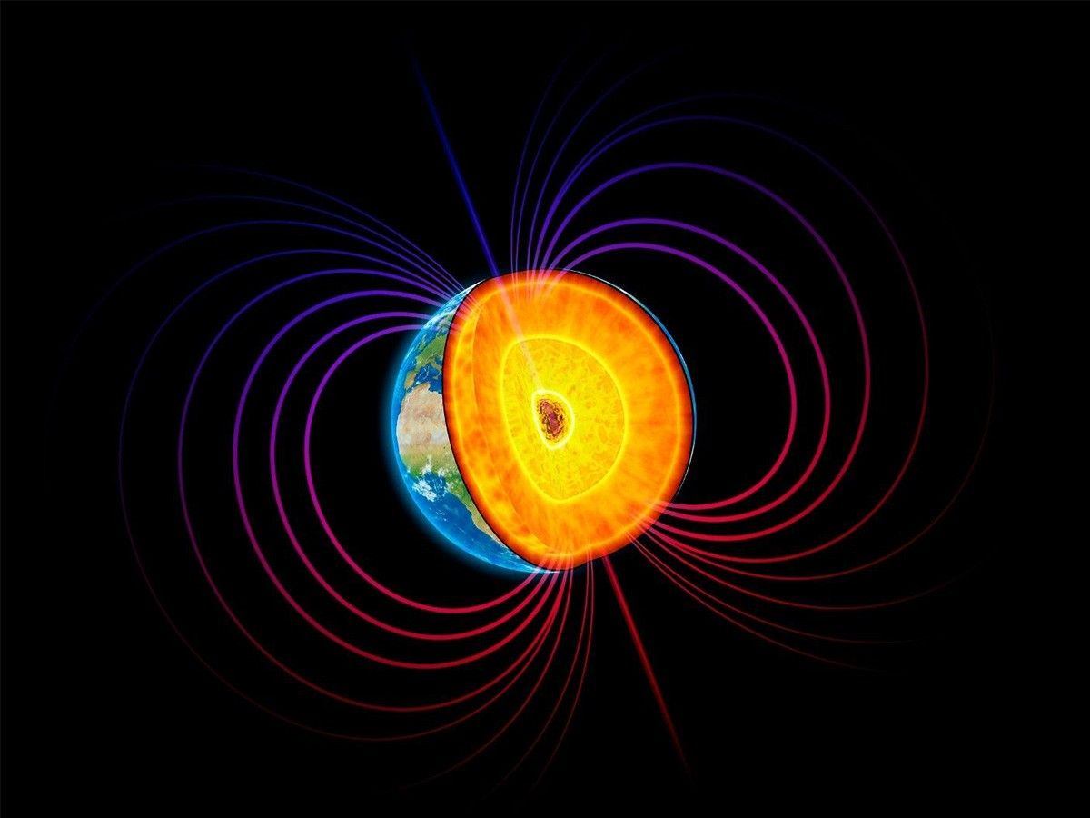 lively inner core, inside our planet, theory, math, measuring instruments, electric currents, technology