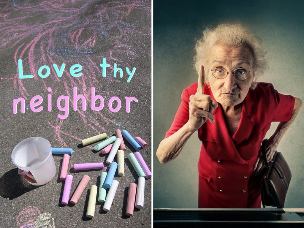 chalk talk, artist, mom, HOA, homeowners association, TikTok, neighborhood quarrel, positive message, discussion