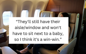 airplane etiquette, flying with kids, seat swap debate, toddler travel, viral parenting story