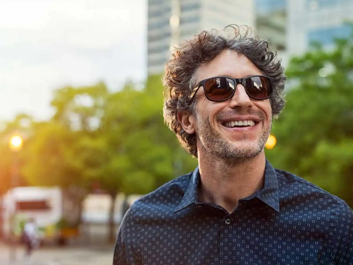 man, smile, mindfulness, mental health, happiness