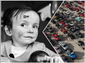 community, parade, children, cars, trucks