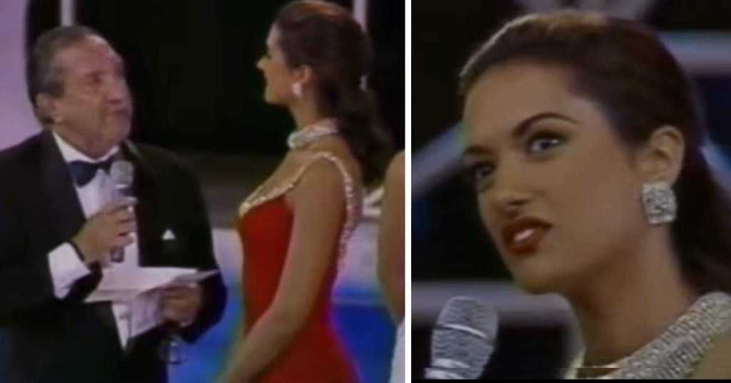 Miss Colombia, Tatiana Castro, pageant answer, viral clip, guard dog, museum fire, art vs life, empathy, quick wit, 1994 pageant, Cesar department, interview question, viral video, Instagram post, crowd reaction, heartwarming, beauty queen, moral choice, pageant finals, inspiring moment