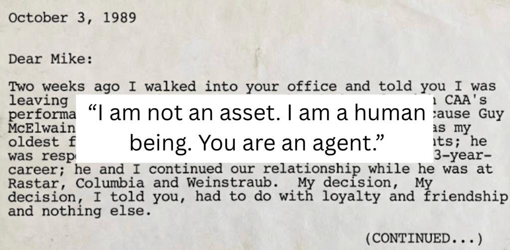 Joe Eszterhas, Michael Ovitz, CAA, Hollywood history, Basic Instinct, show business feud, leaked letter, foot soldiers, super-agent, 1989