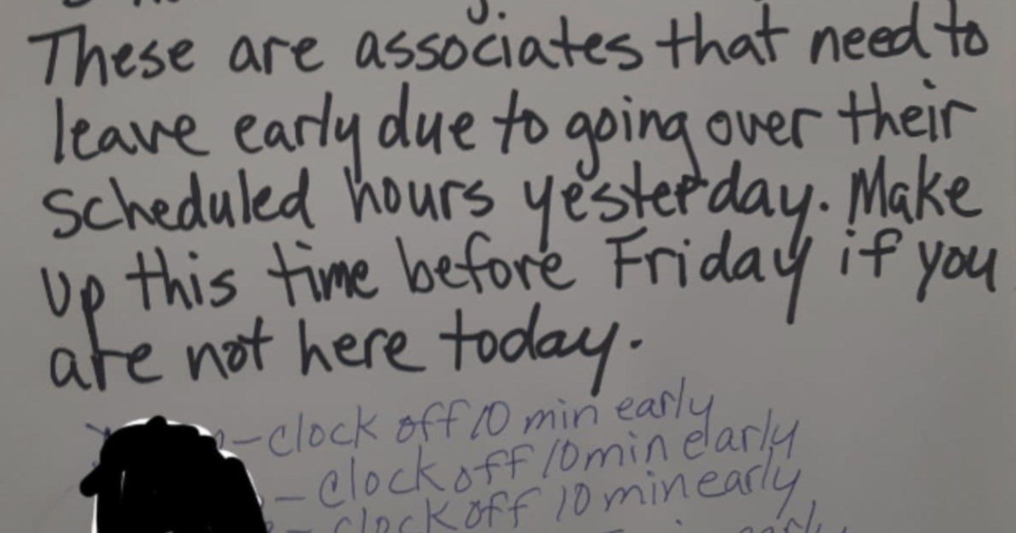 This hand-written Walmart note about employee hours is a real head-scratcher
