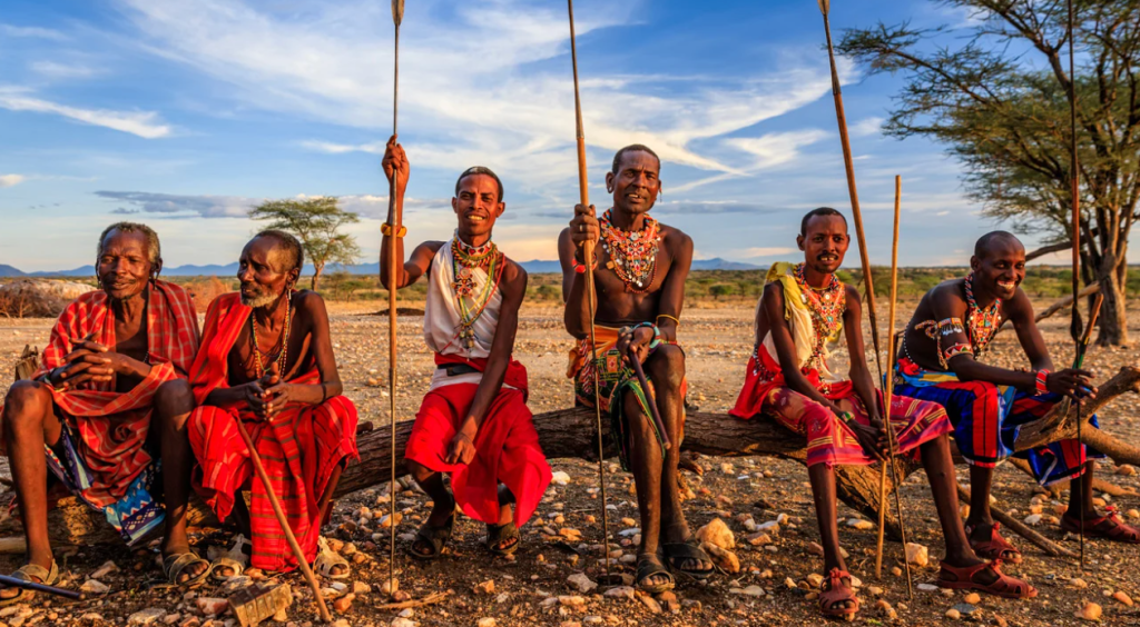 The Tsimané people of Bolivia posing for a photograph.