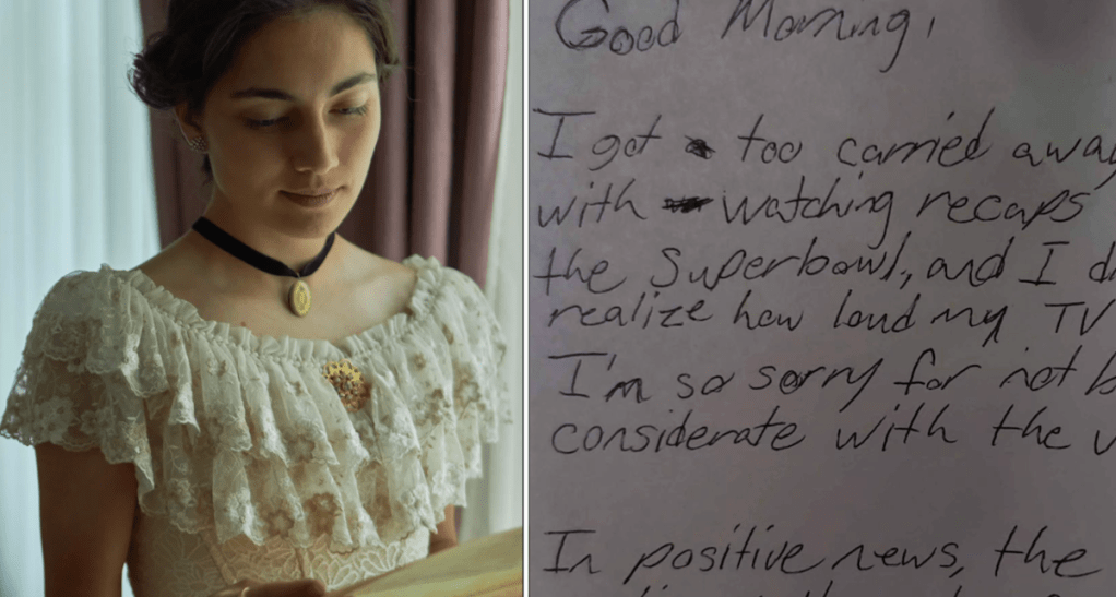 A woman complained to her upstairs neighbor about  a strange noise in the middle of the night. His wholesome response was perfect.